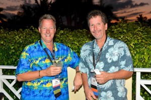 Greg Michael (l.), of Michael’s Custom Tile in Jacksonville, Fla., Region 4 director, with Anthony Jung of Victoria, Texas, who has filled his directorship in Region 8. Tave Baker of Holmes Tile and Marble in Jonesboro, Ar., will replace Jung on the Board.