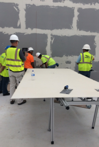The 25’ x 36’ wall of Fiandre 5’ x 10’ porcelain gauged panels in the two-story office building were deftly installed by NTCA Five Star Contractor David Allen Company (DAC) with support from MAPEI and European Tile Masters (ETM).