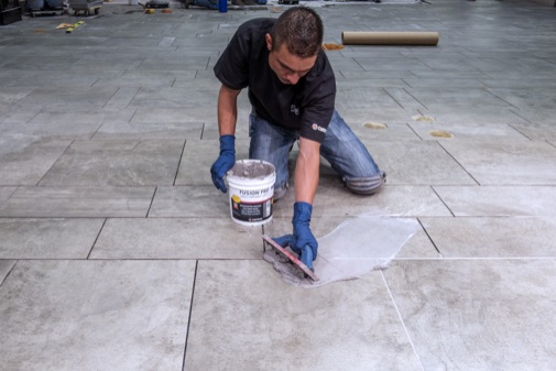 Because Fusion Pro is applied and then cleaned immediately -- with no need for sealing -- crews grouted continuously through the night to keep retailers open for business during the remodel.